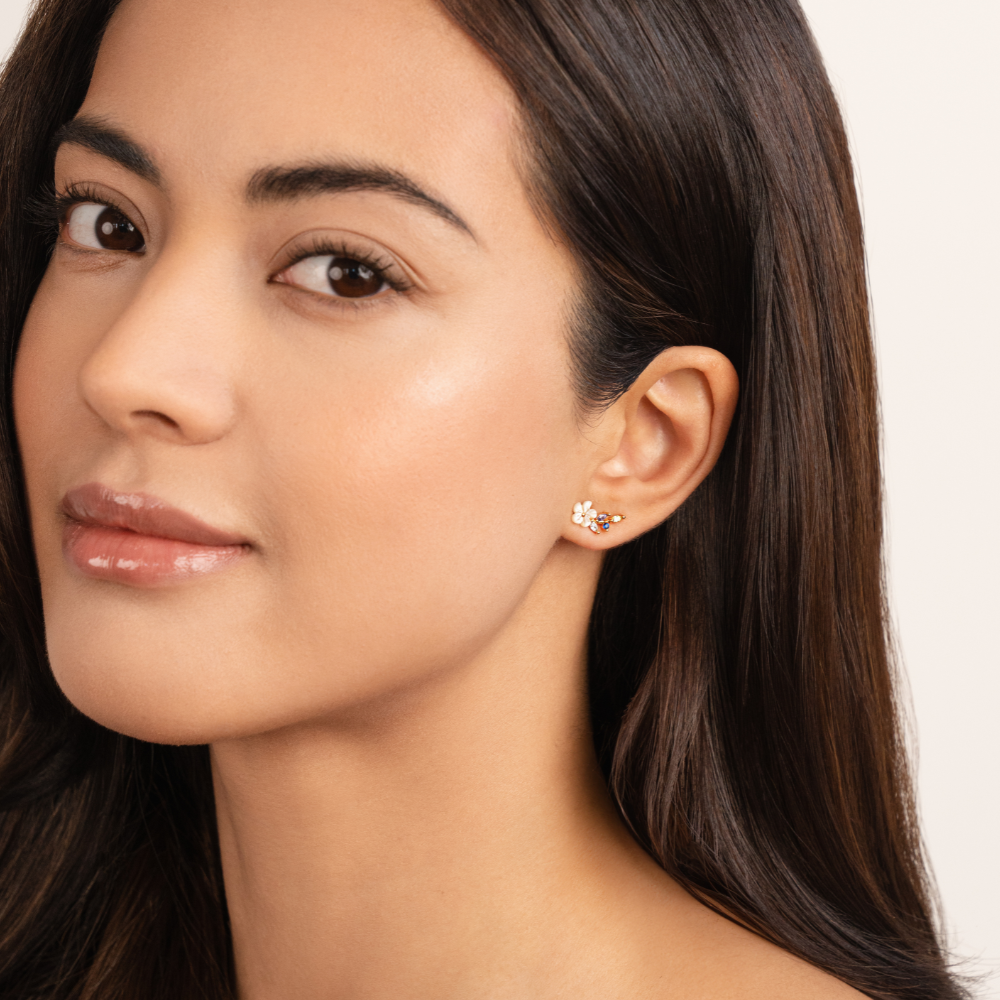 Sophia | White Crystal Blossom Earrings