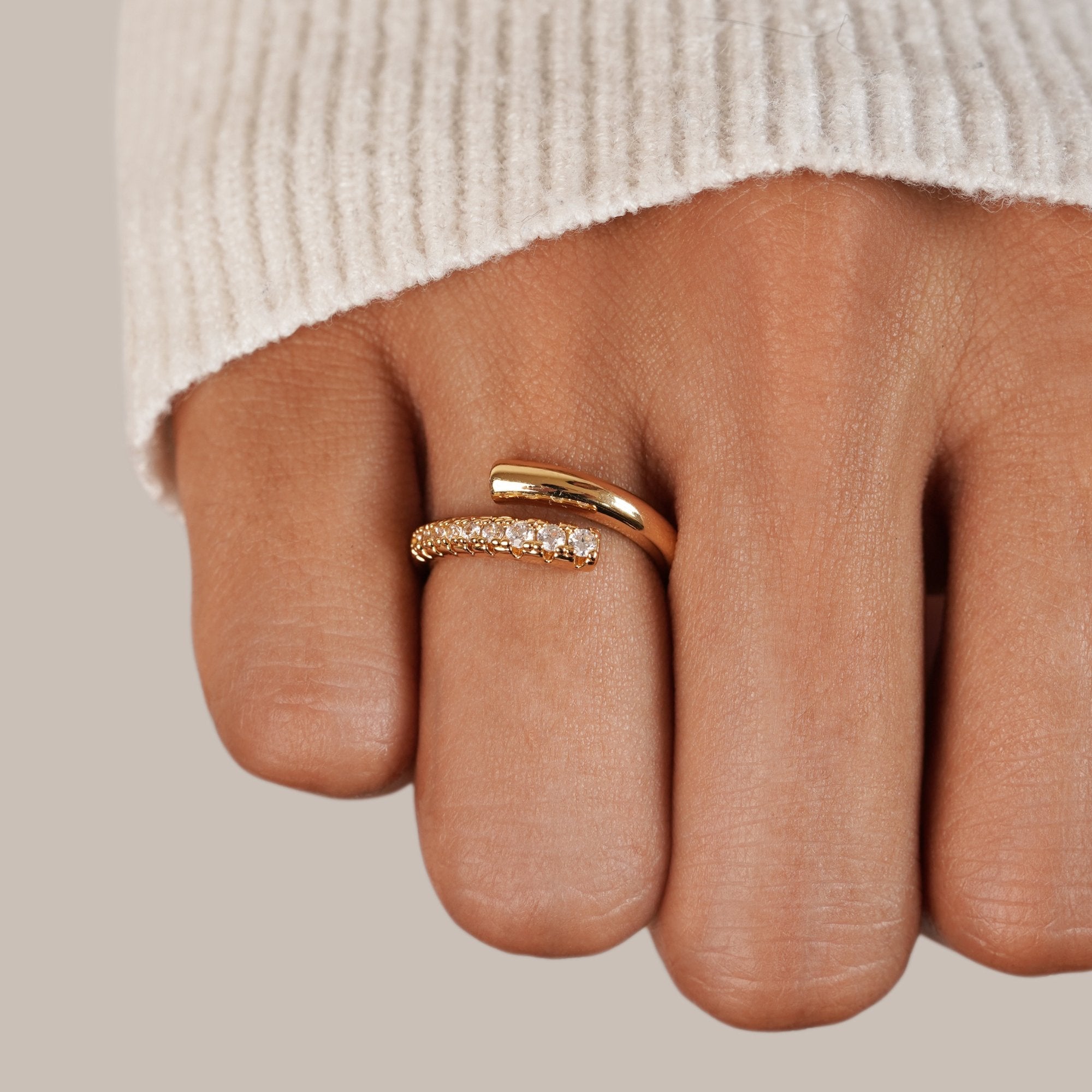 Nora | Gold and Crystal Wrap Ring