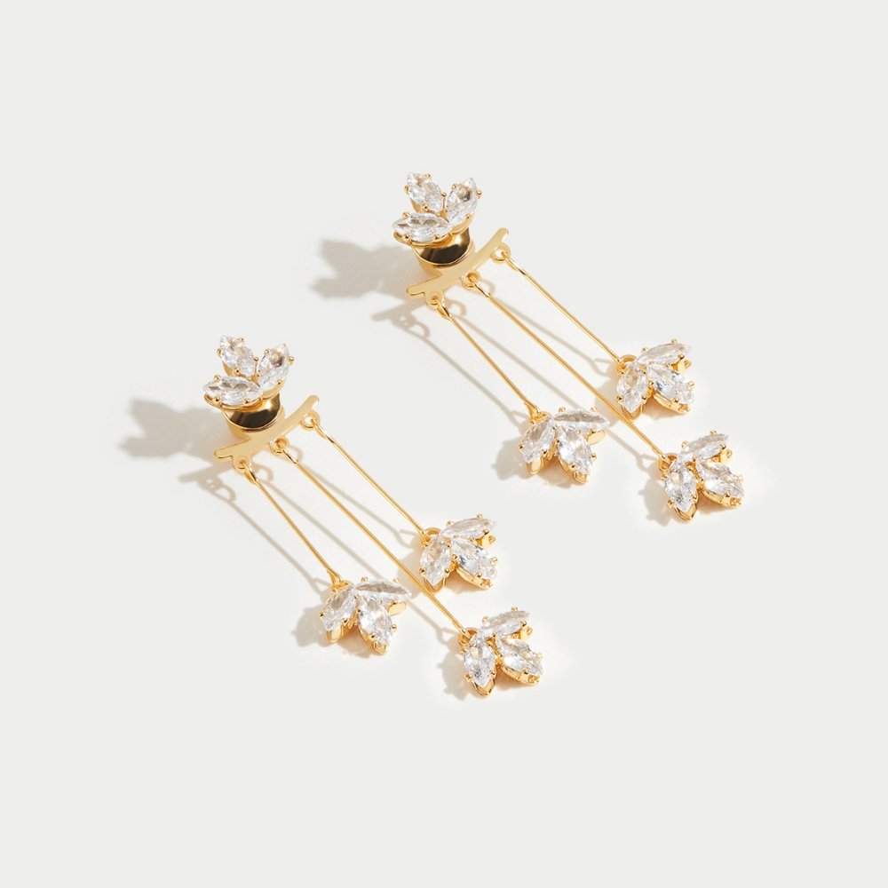 Mira | Lotus Crystal Waterfall Earrings