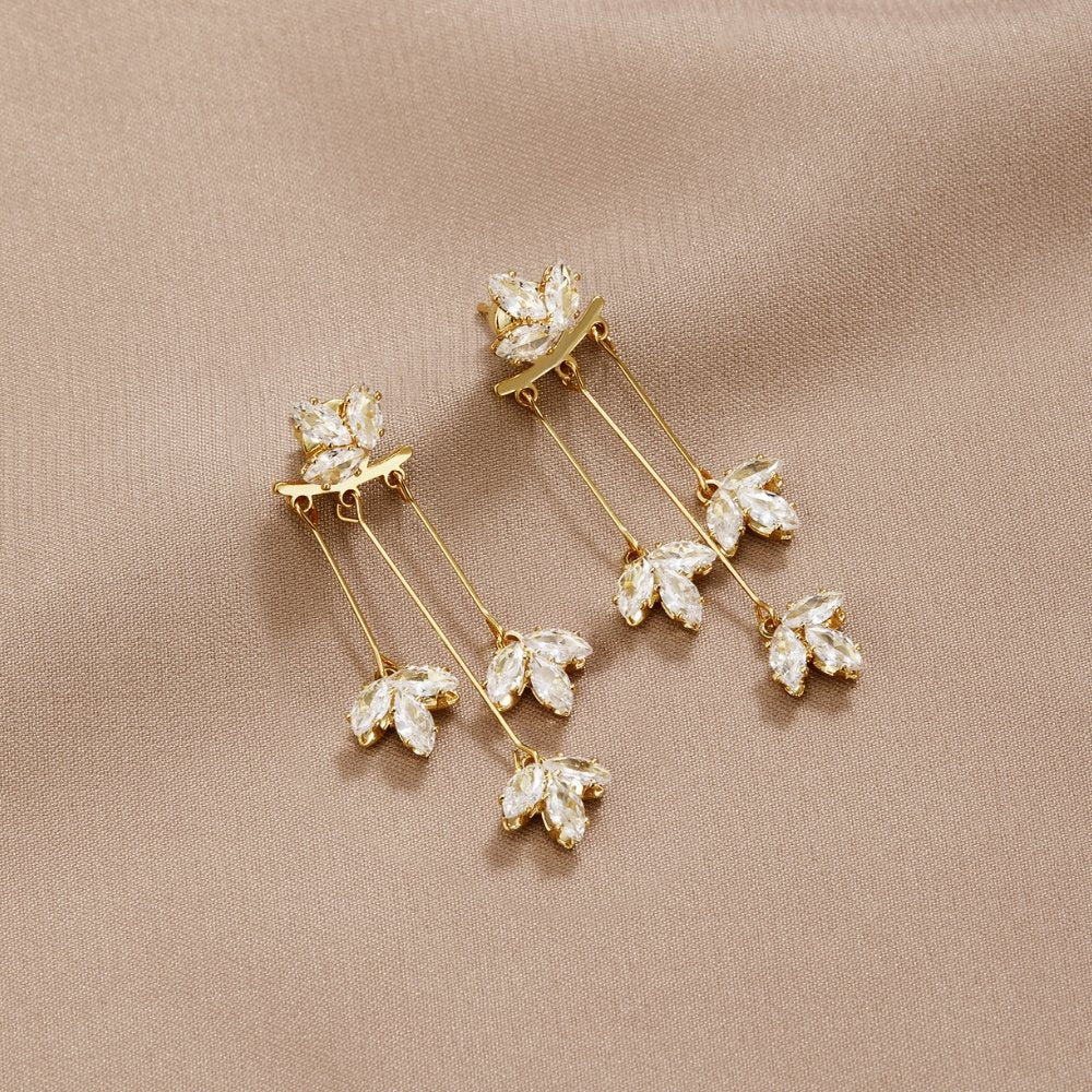 Mira | Lotus Crystal Waterfall Earrings