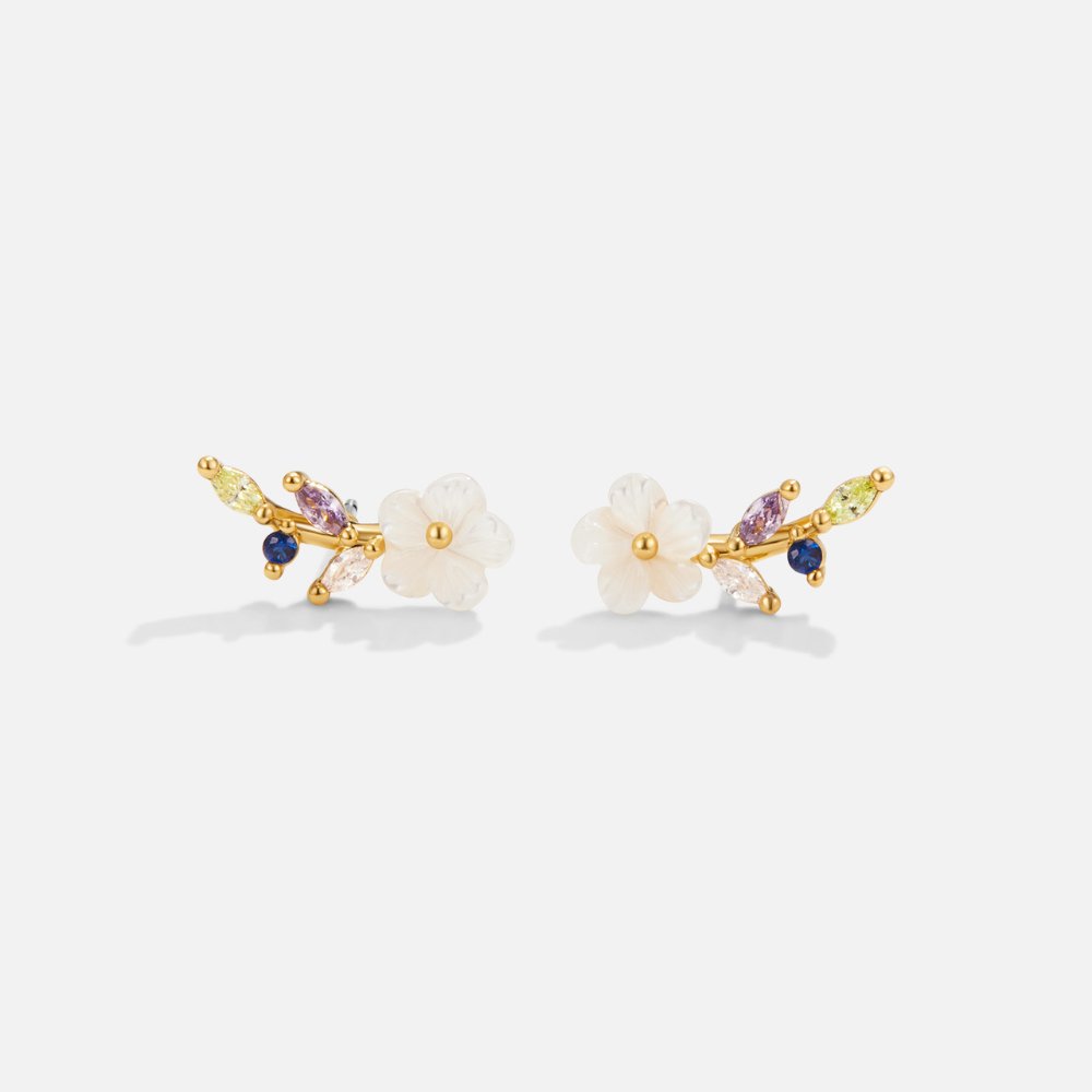 Sophia | White Crystal Blossom Earrings