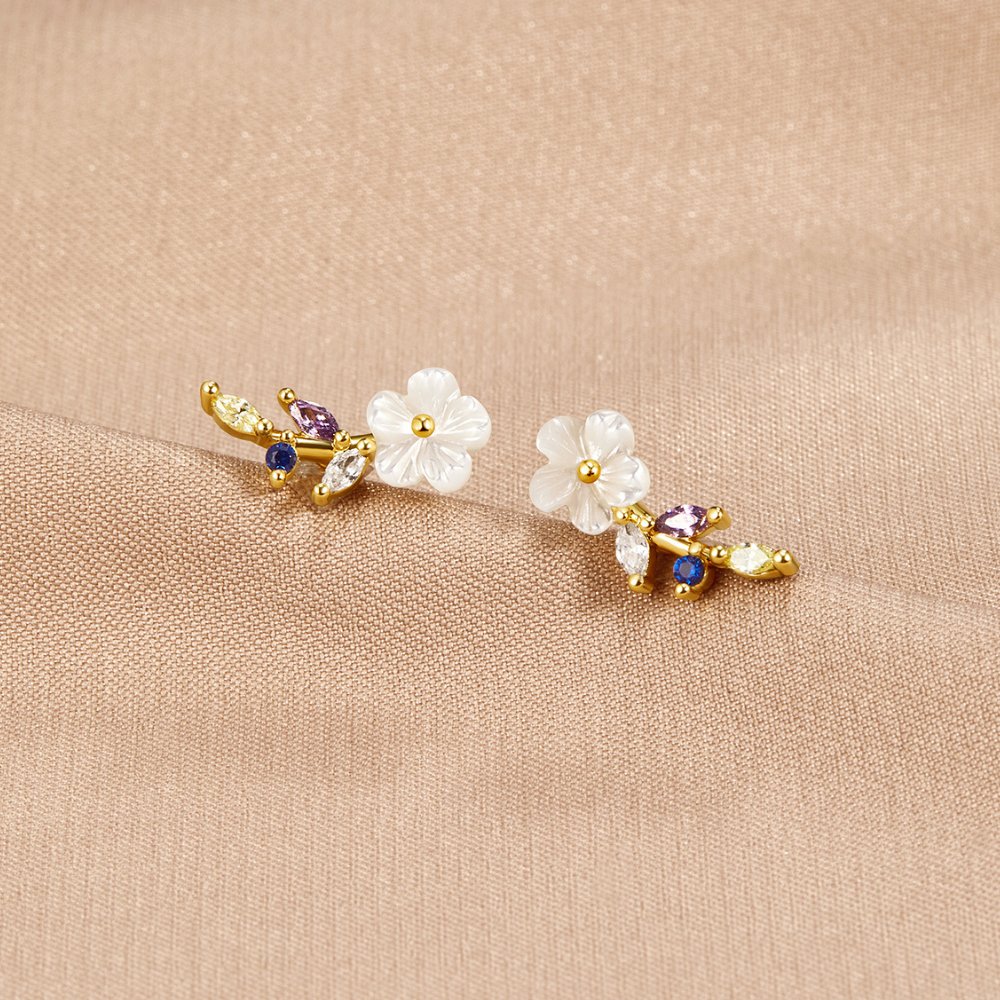 Sophia | White Crystal Blossom Earrings