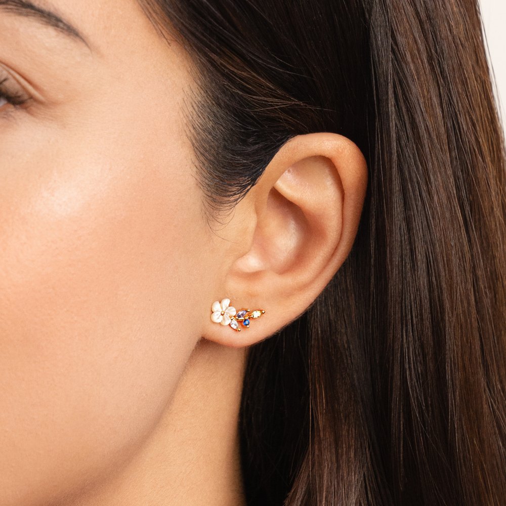 Sophia | White Crystal Blossom Earrings