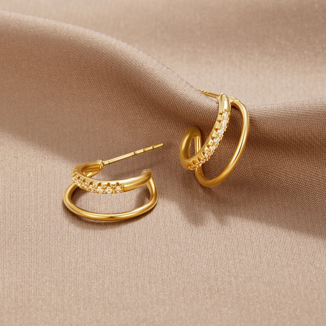 Amaris | Crystal Double Hoop Earrings