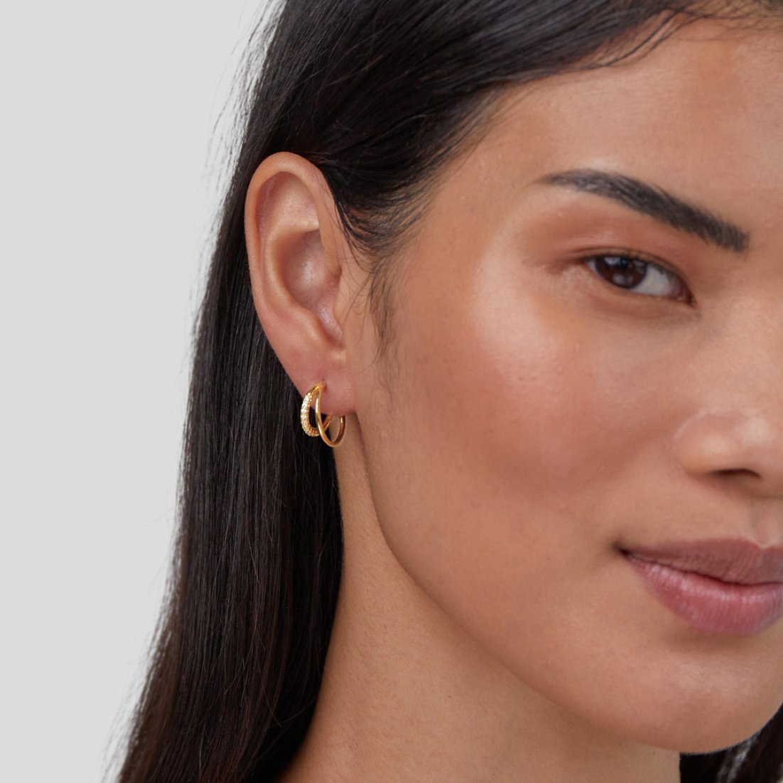 Amaris | Crystal Double Hoop Earrings