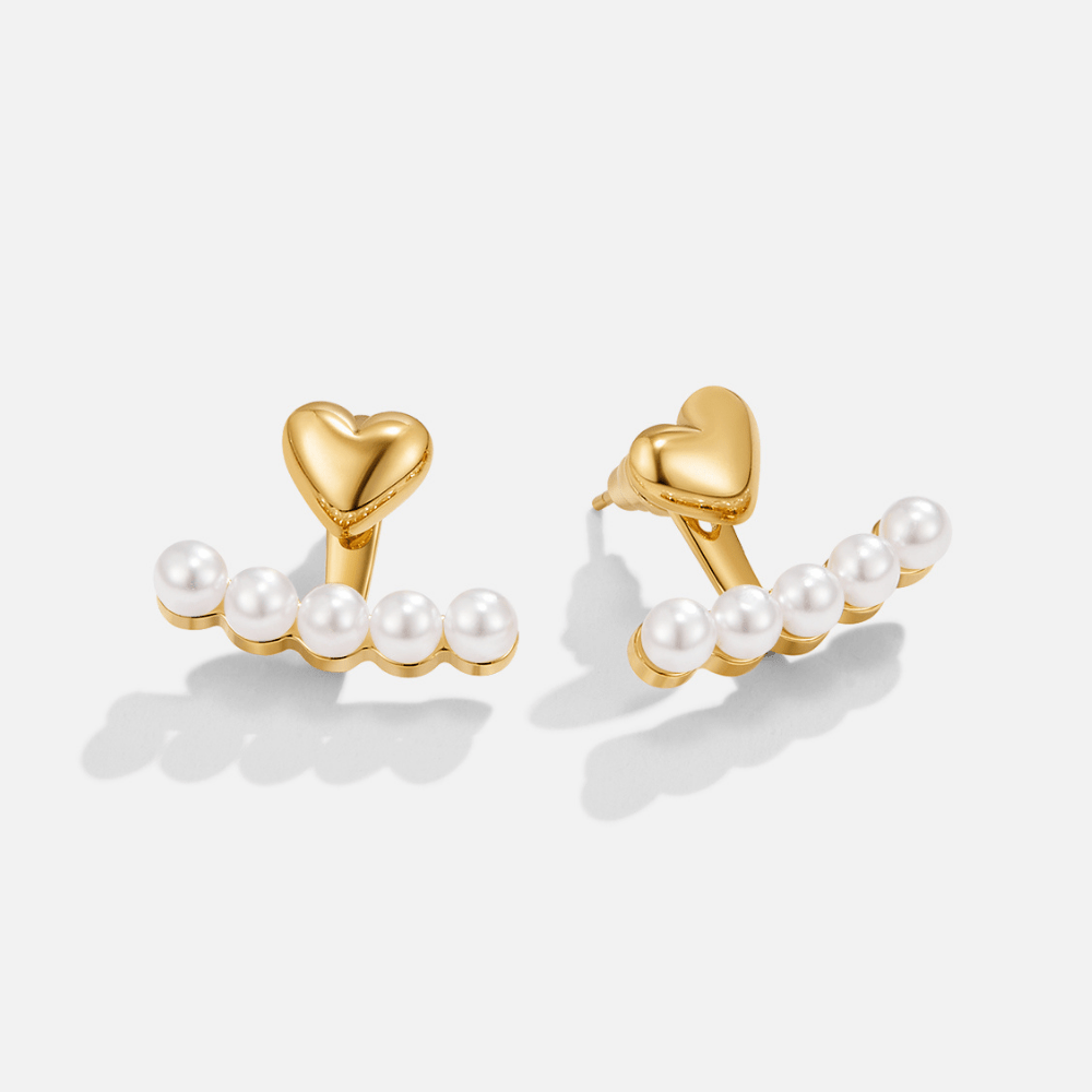 Liana | Pearl and Heart Drop Earrings