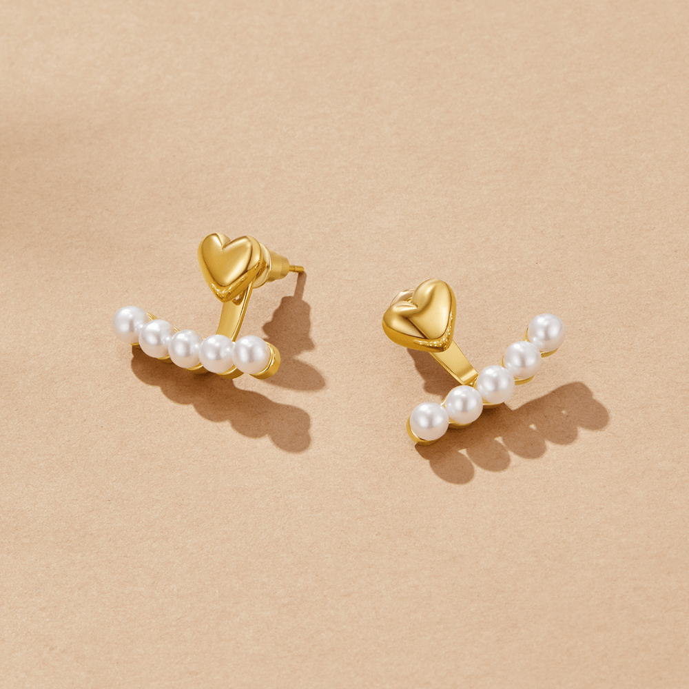 Liana | Pearl and Heart Drop Earrings
