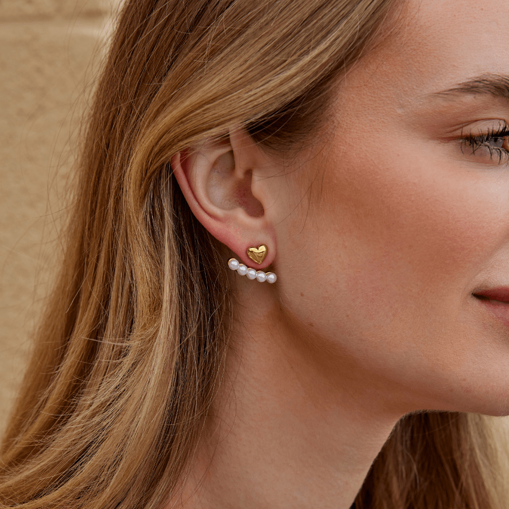 Liana | Pearl and Heart Drop Earrings