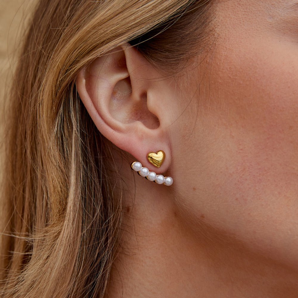 Liana | Pearl and Heart Drop Earrings